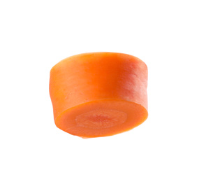 Photo of Piece of fresh ripe carrot isolated on white
