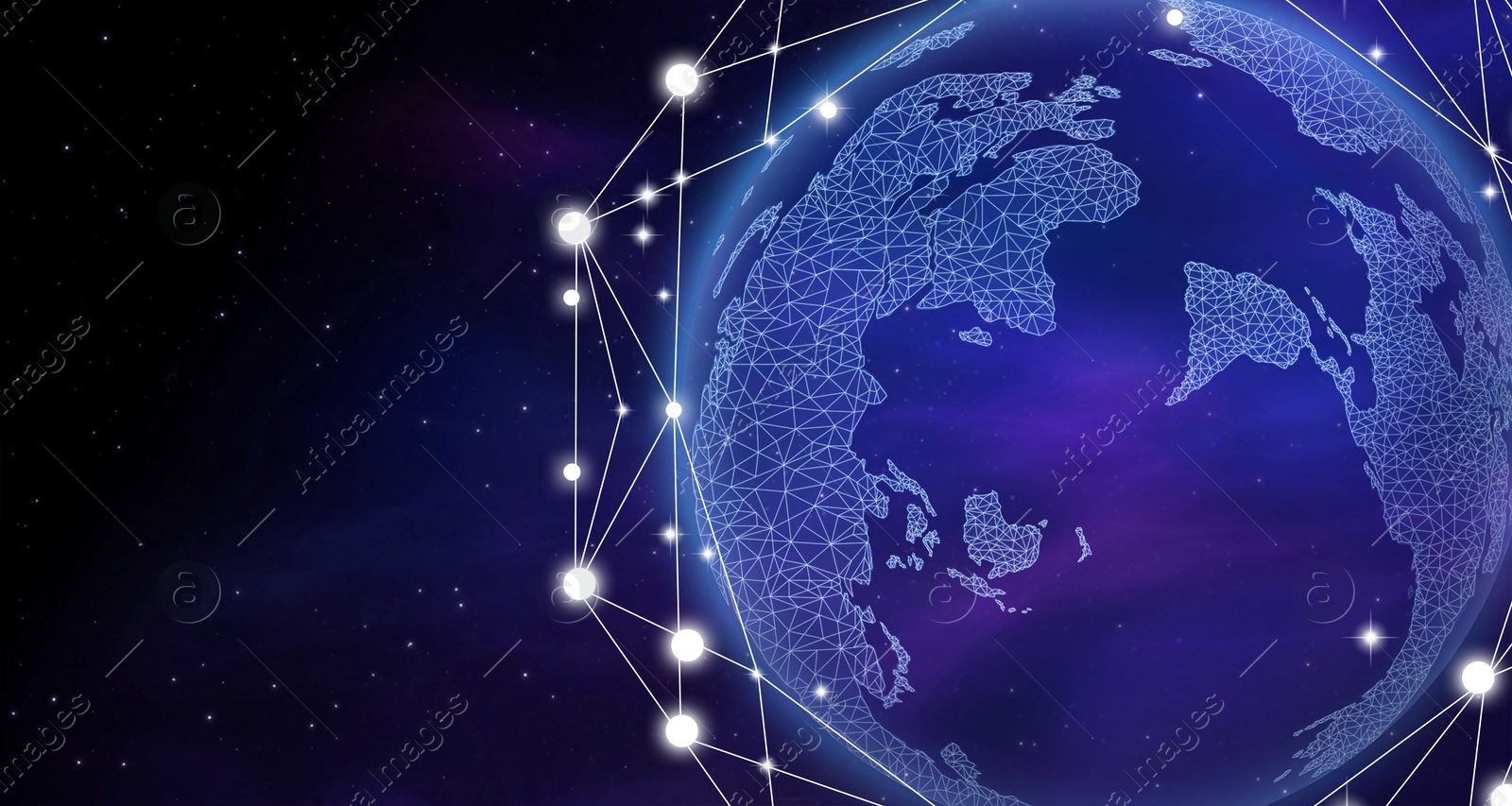 Image of Globe with network connection lines and space on background. Modern technology