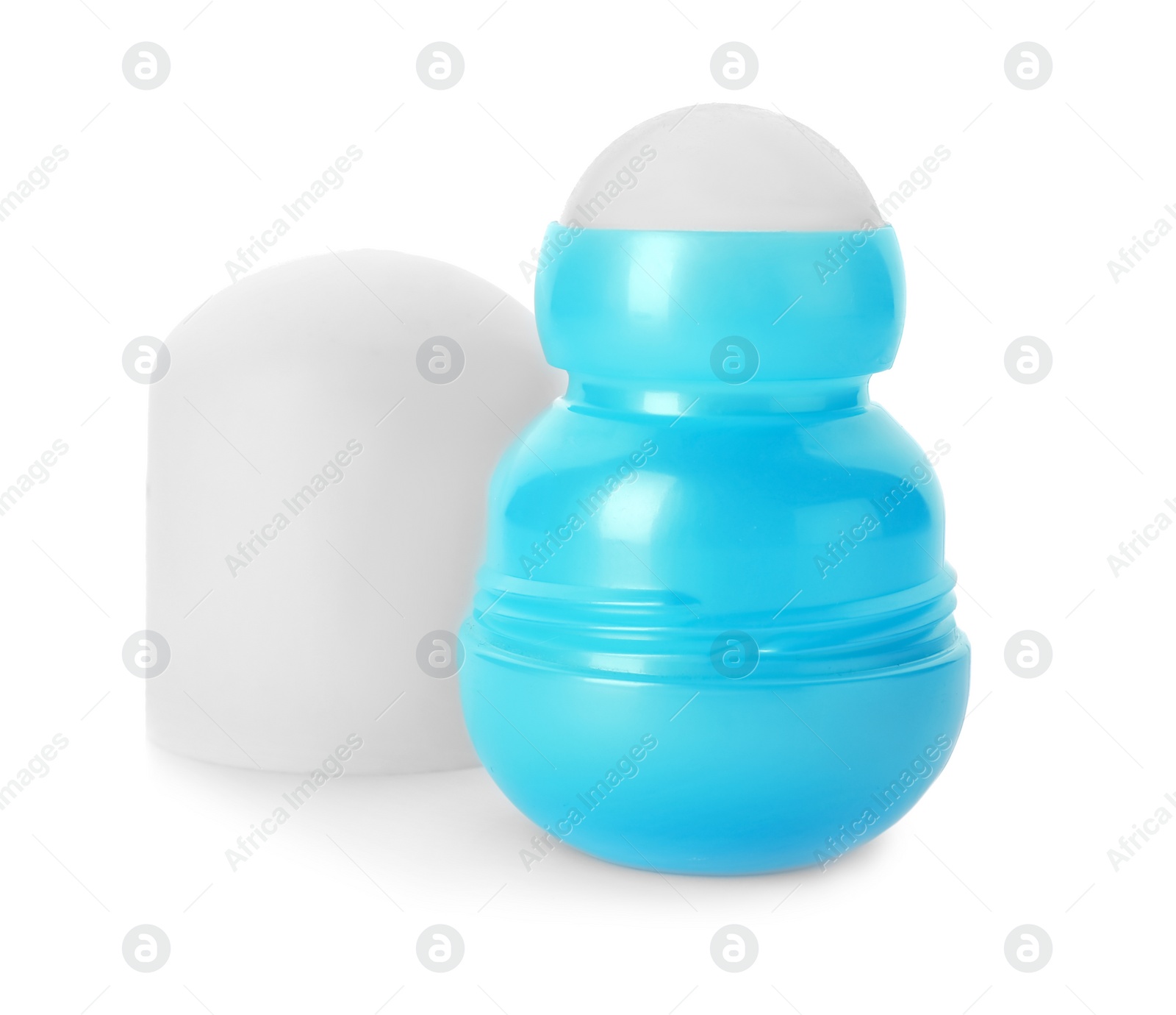 Photo of Roll-on deodorant on white background. Skin care