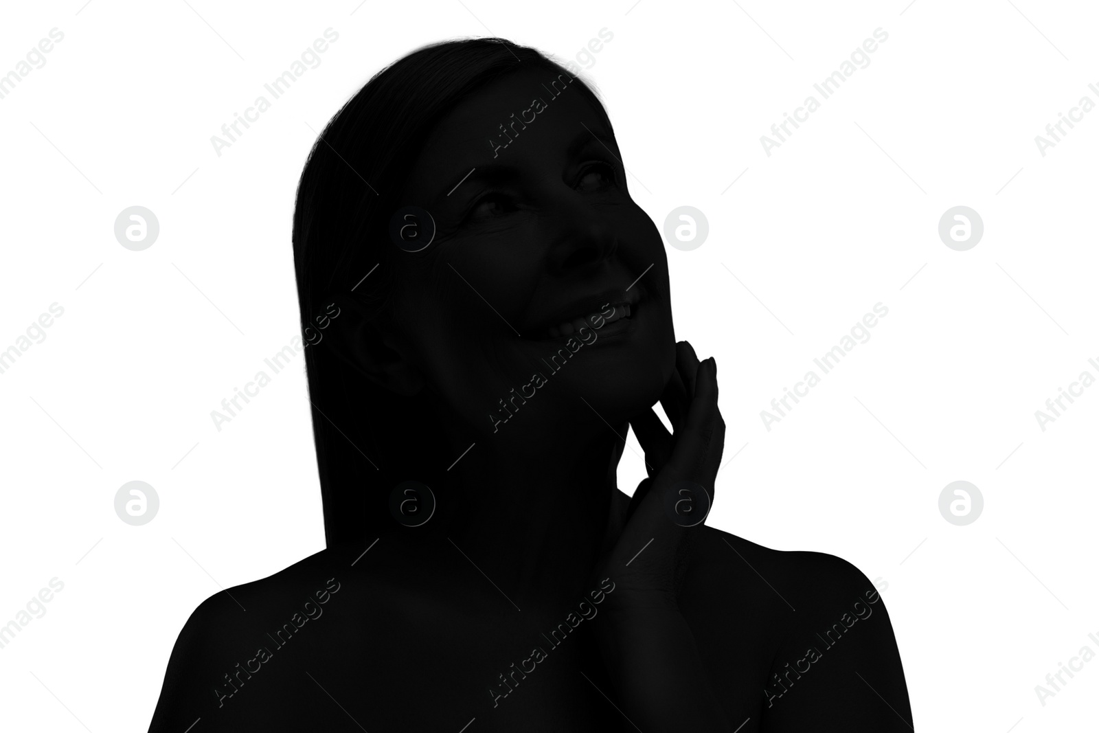 Image of Silhouette of one woman isolated on white