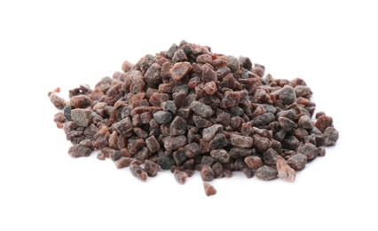 Pile of Himalayan black salt isolated on white