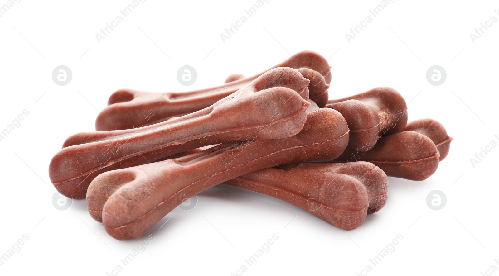 Photo of Chew bones for dog on white background. Pet care