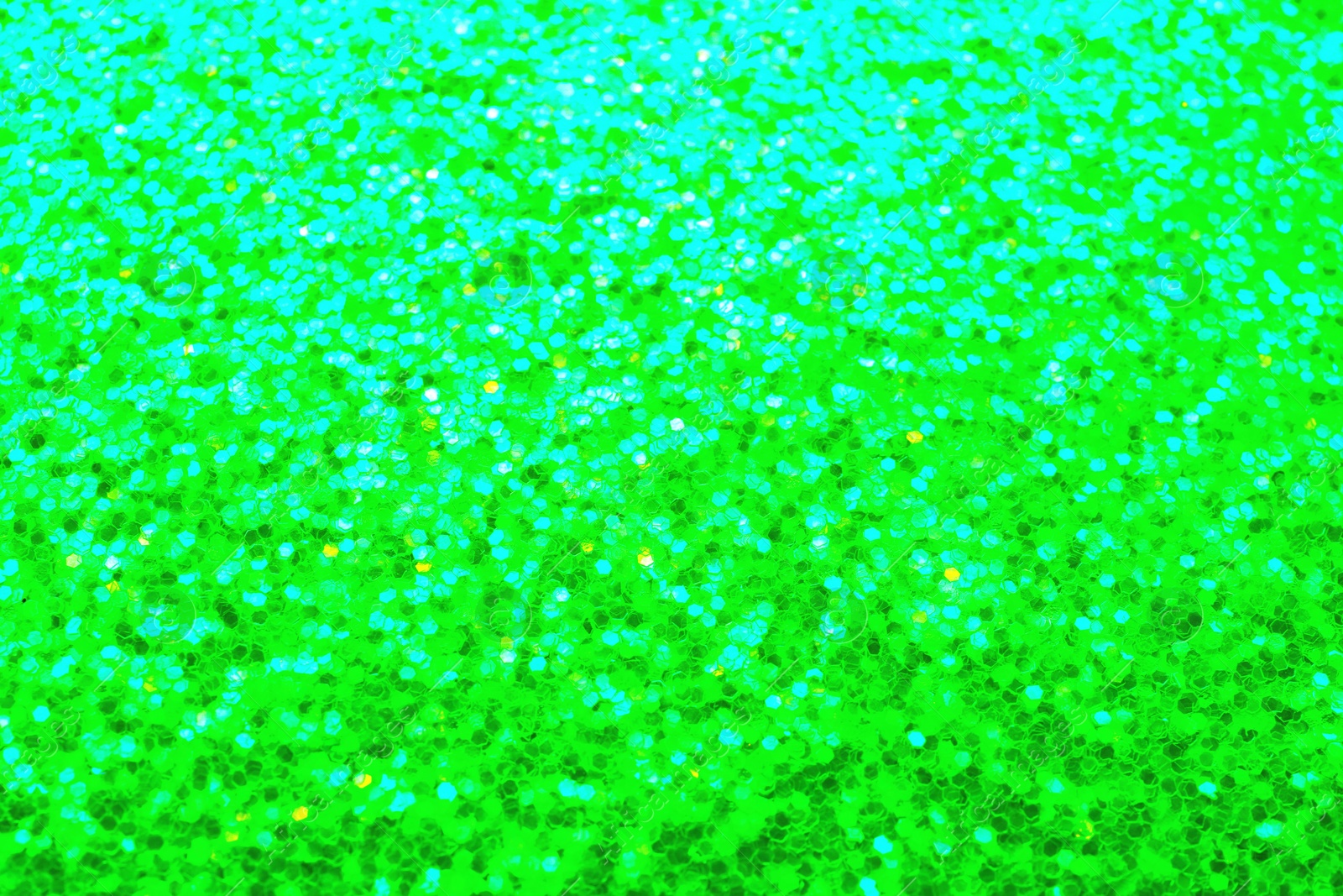 Image of St. Patrick day. Green glitter as background, closeup