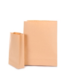 Paper bags isolated on white. Mockup for design