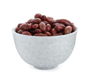 Photo of Bowl of canned kidney beans on white background