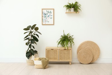Photo of Beautiful room interior with houseplants and stylish furniture