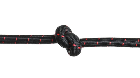 Climbing rope with knot on white background