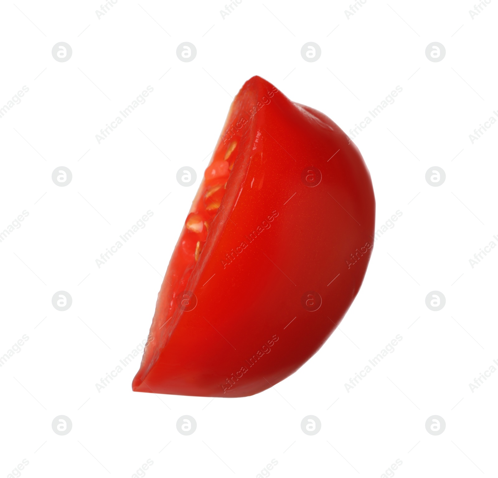 Photo of Slice of fresh ripe tomato isolated on white