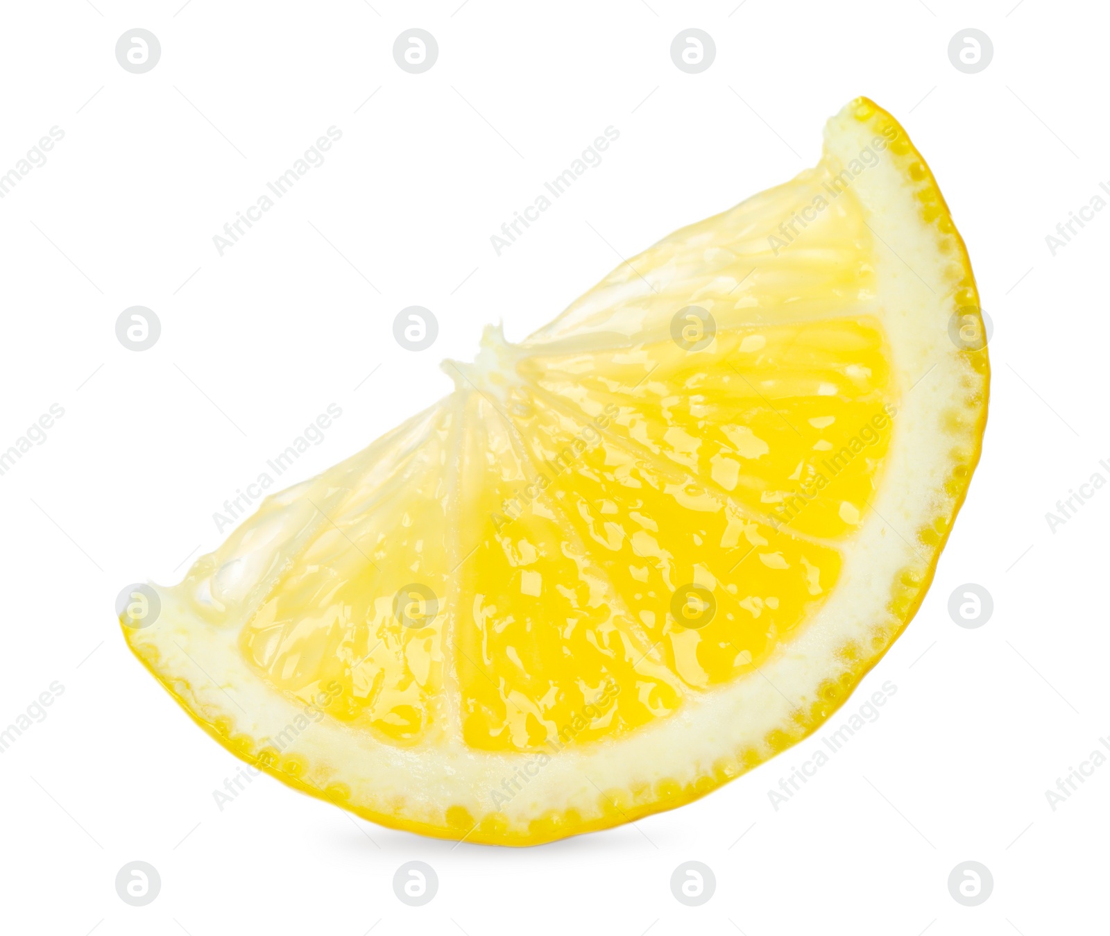 Photo of Slice of fresh lemon isolated on white