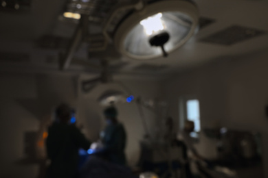 Blurred view of surgery room during operation