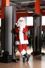 Authentic Santa Claus in modern gym