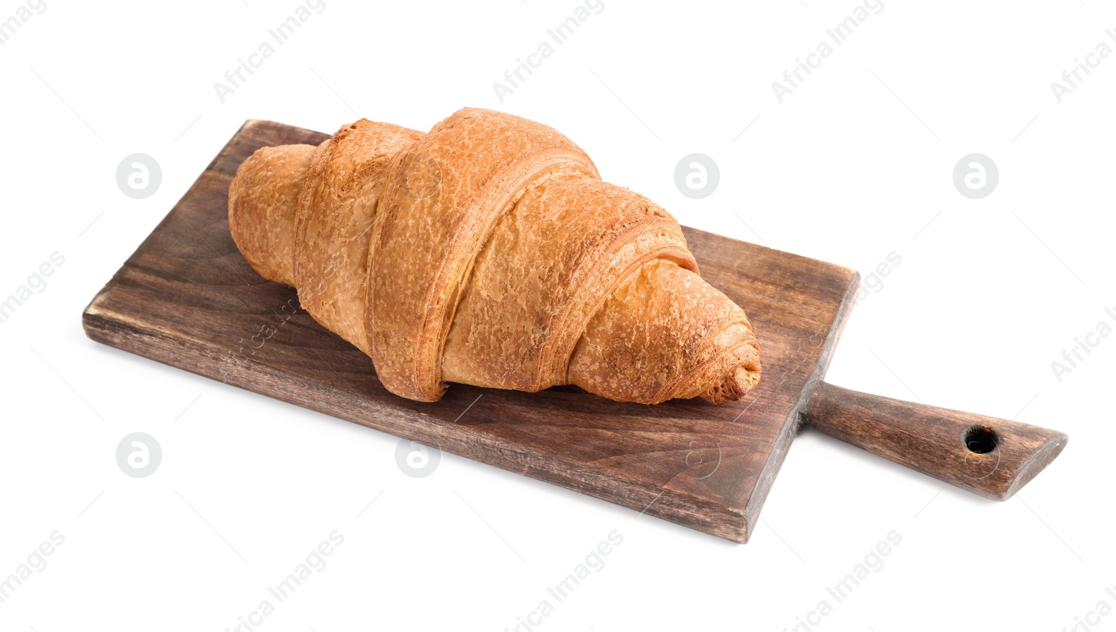 Photo of Tasty fresh crispy croissant isolated on white