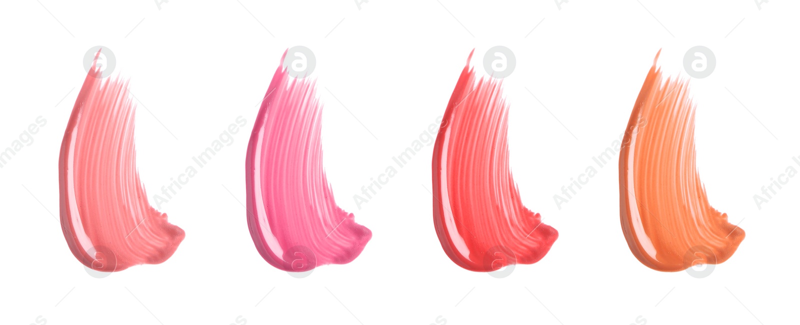 Image of Lip gloss in different colors. Set of smears