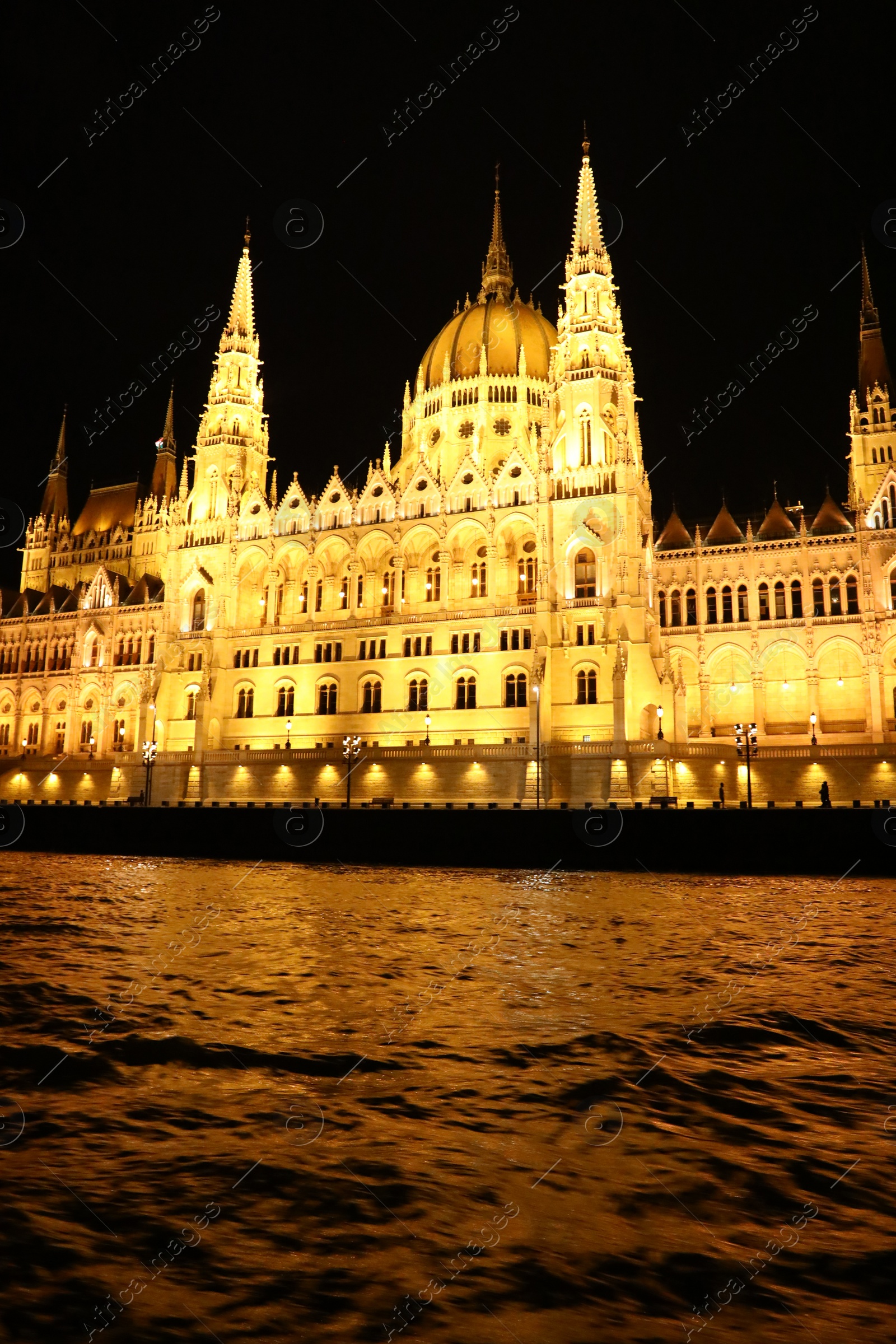 Photo of BUDAPEST, HUNGARY - APRIL 27, 2019: Beautiful night cityscape with illuminated Parliament Building