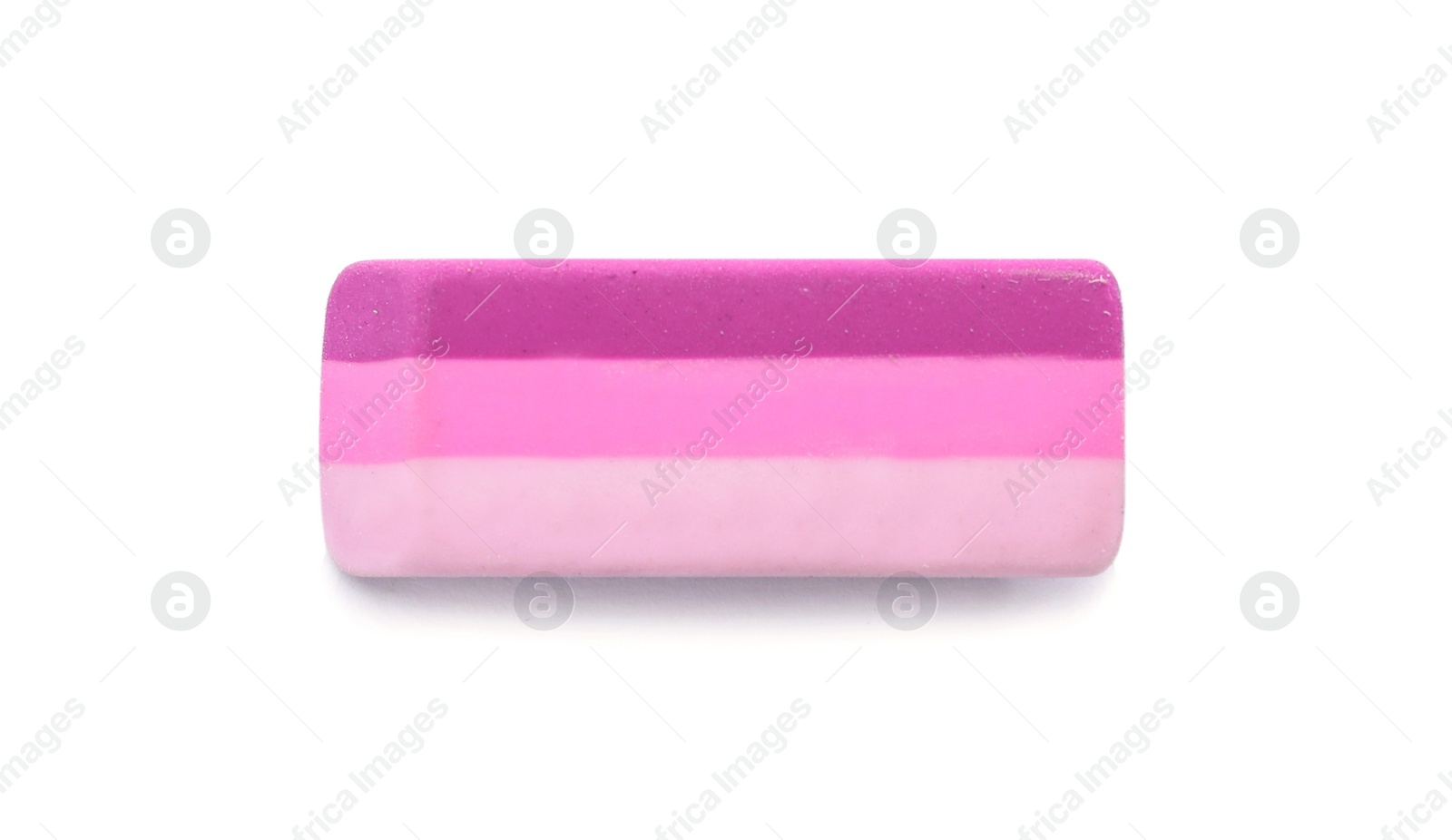 Photo of Eraser on white background. Stationery for school