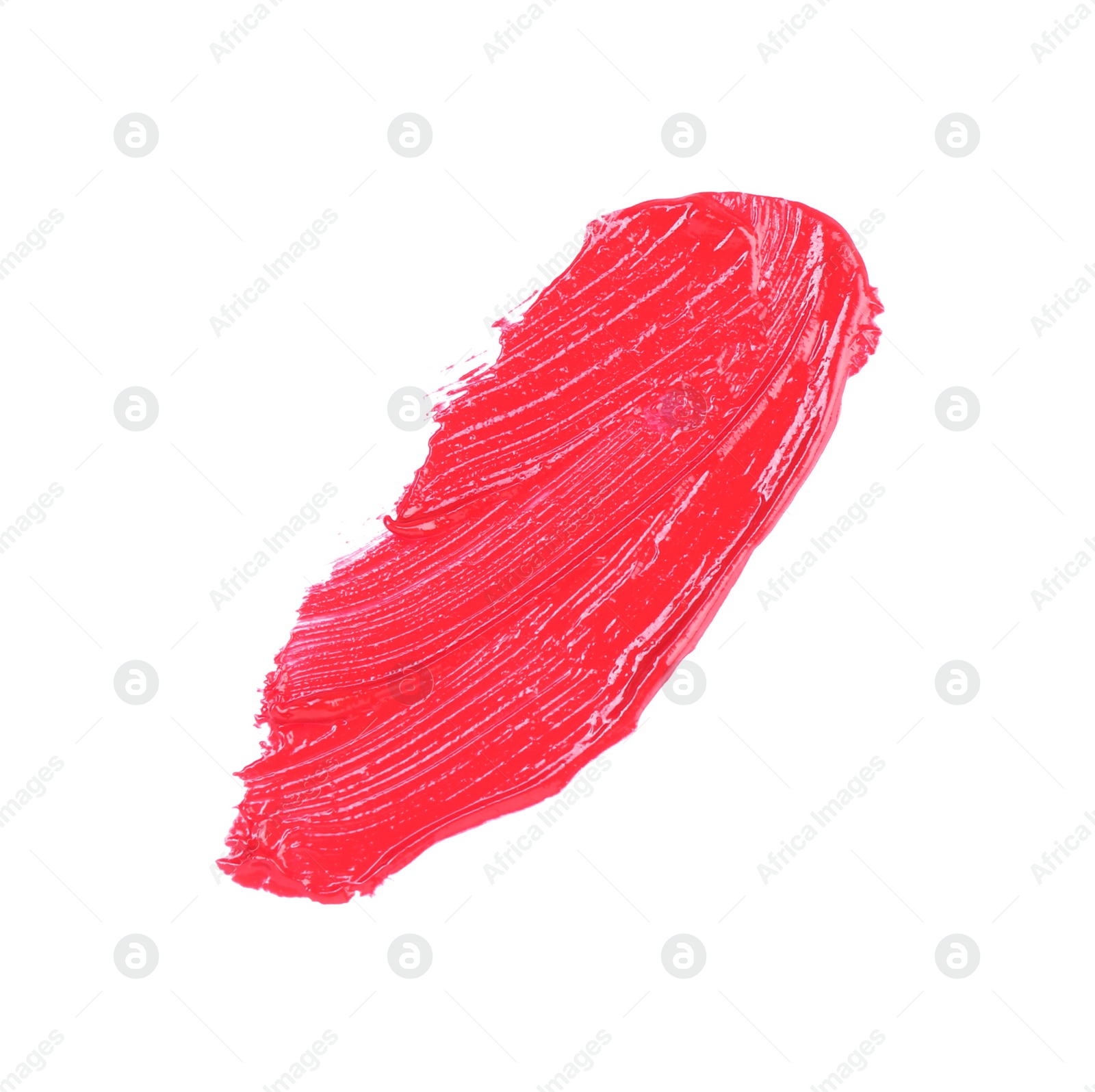 Photo of Stroke of red lip gloss isolated on white