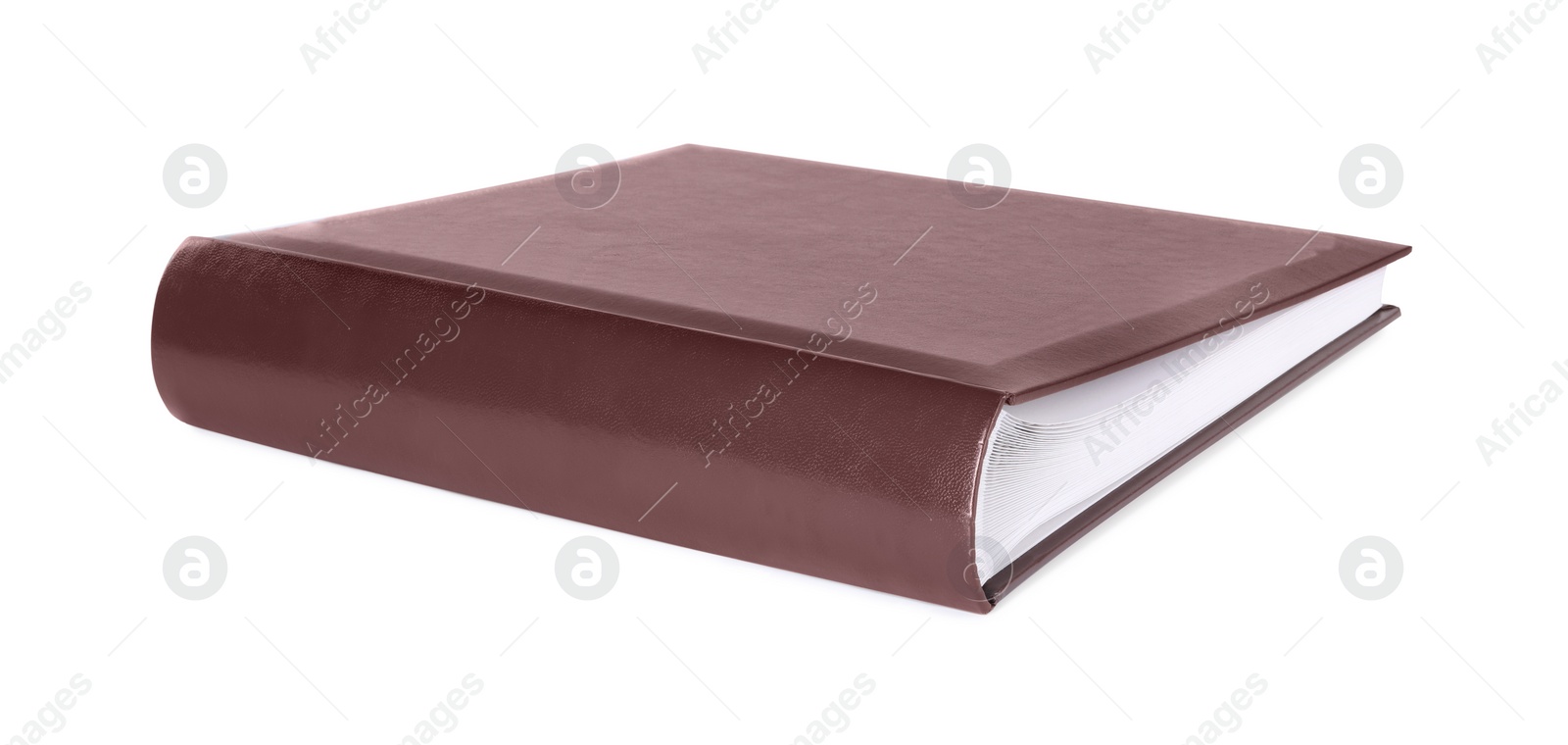 Photo of Brown closed photo album isolated on white