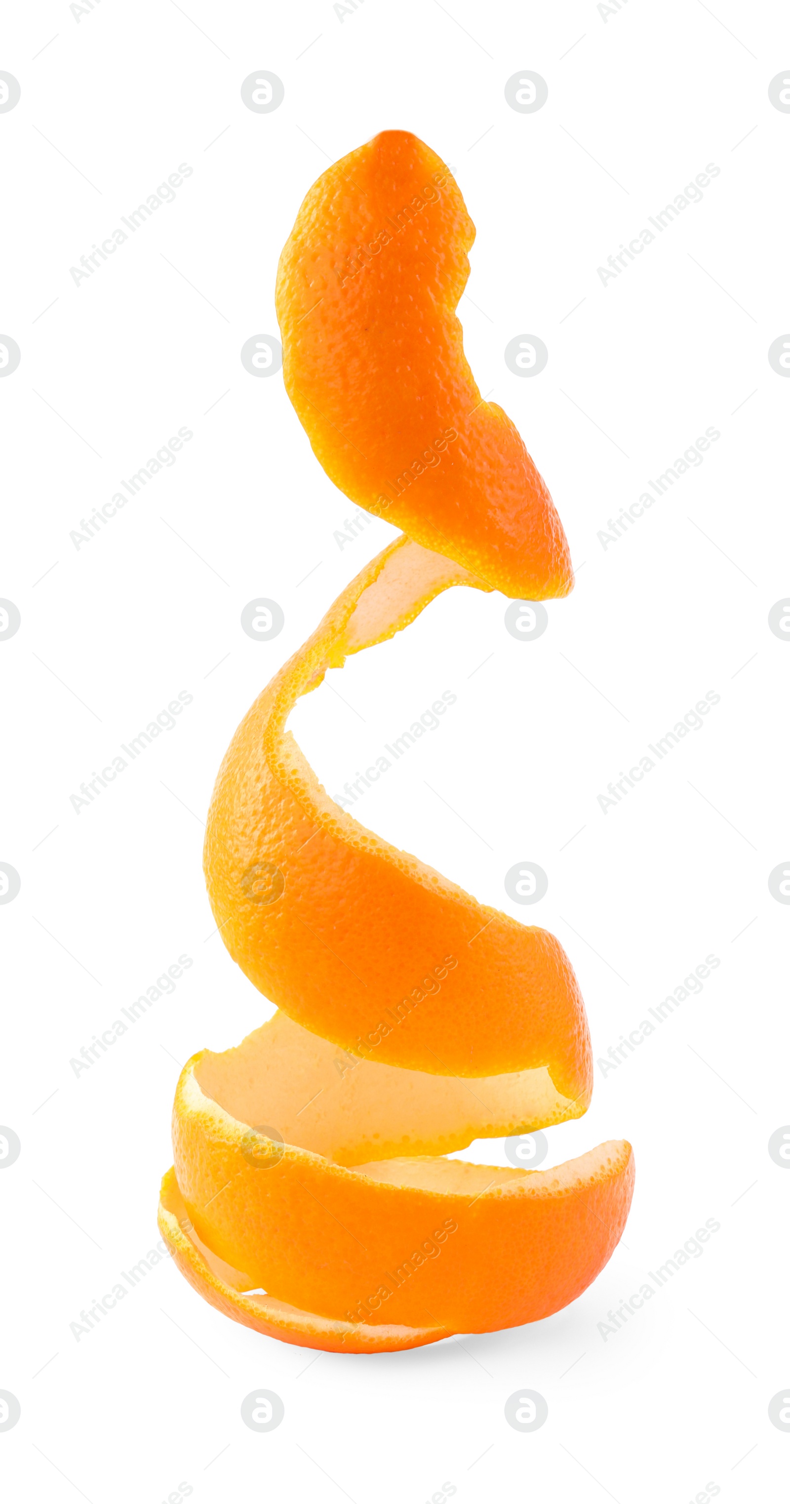 Photo of Fresh orange peel preparing for drying isolated on white