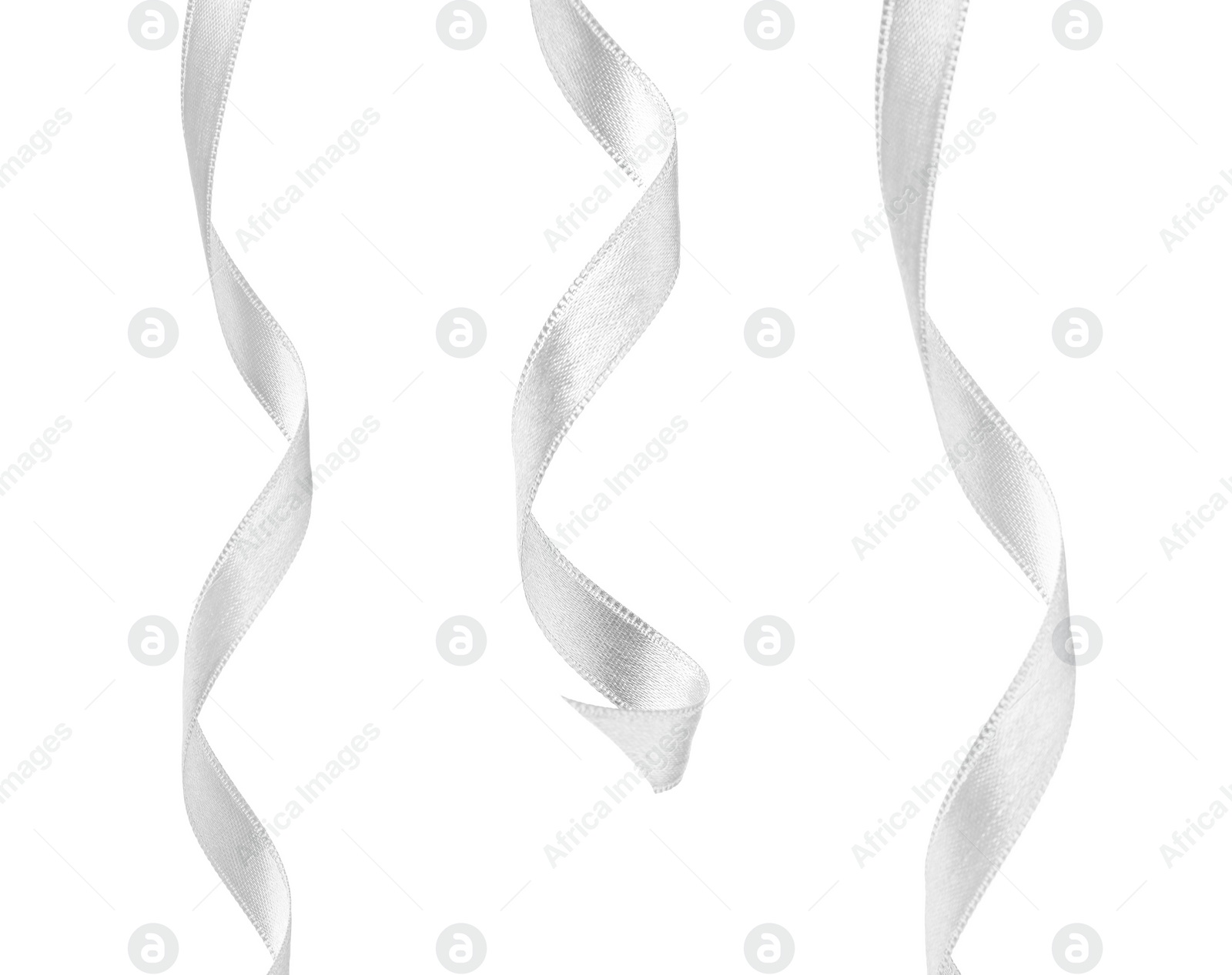 Image of White satin ribbons isolated on white, set