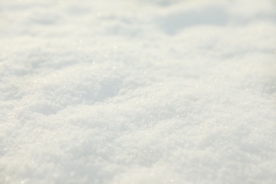 Closeup view of clean snow outdoors on winter day