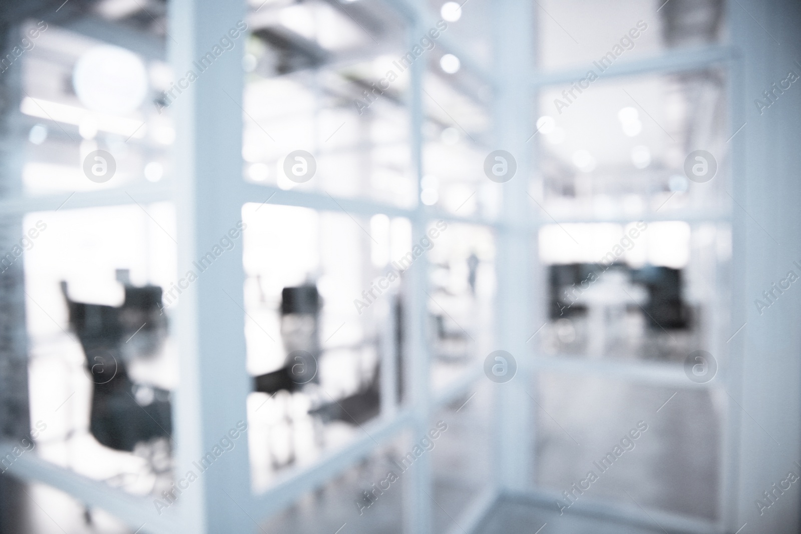 Image of Office interior. Blurred view of comfortable workspace