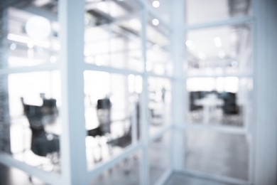 Image of Office interior. Blurred view of comfortable workspace