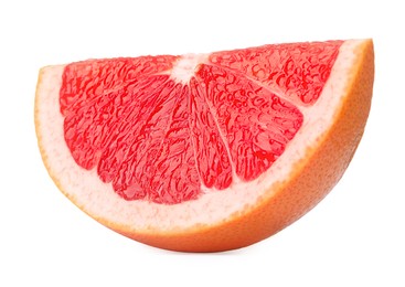 Photo of Cut ripe grapefruit isolated on white. Citrus fruit