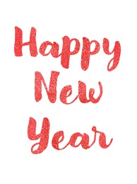 Illustration of Glittery red text Happy New Year on white background