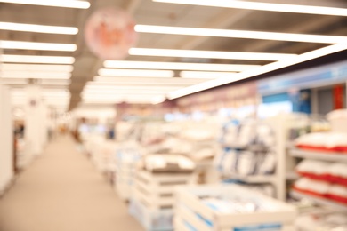 Blurred view of modern shopping mall interior