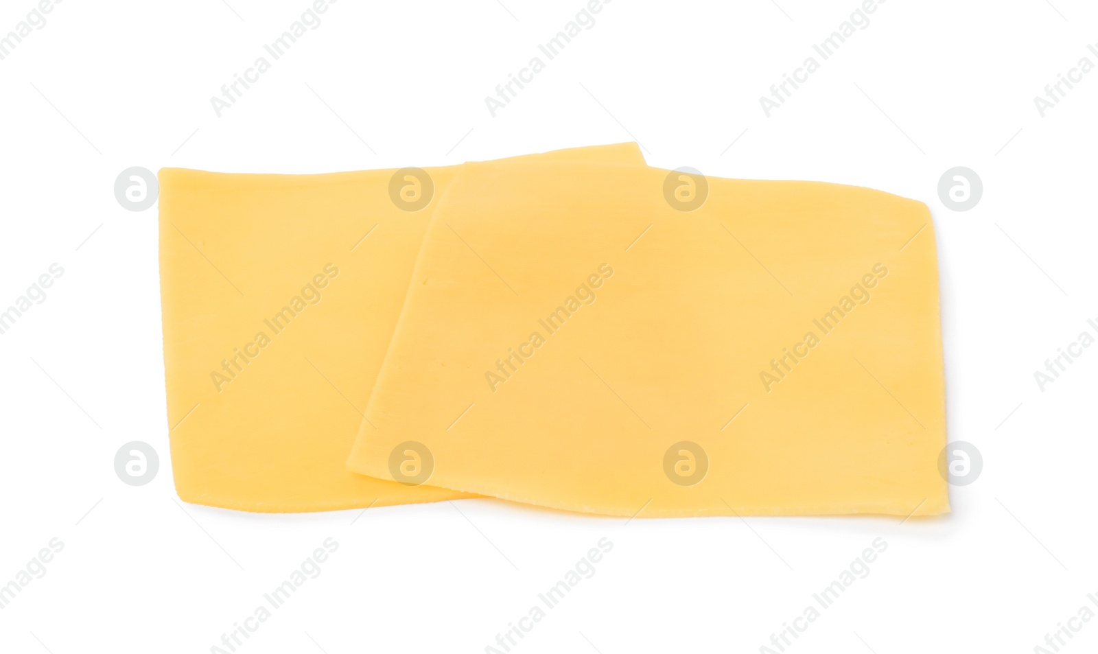 Photo of Slices of tasty fresh cheese isolated on white