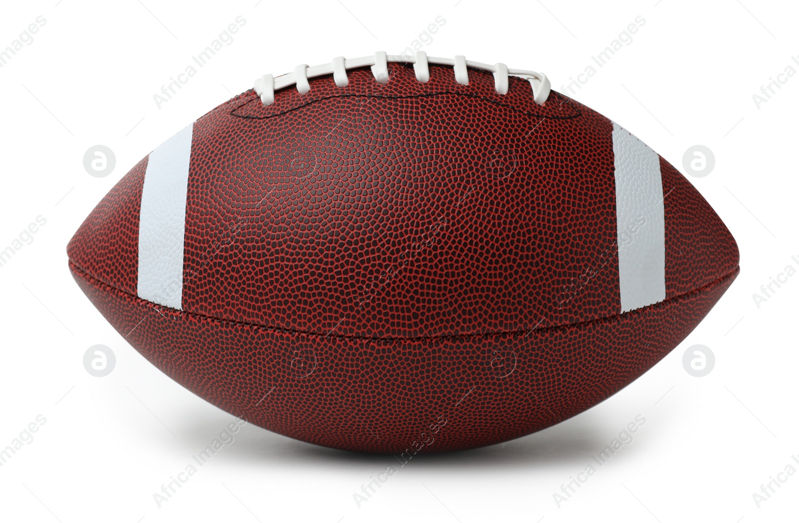 Photo of Leather American football ball on white background