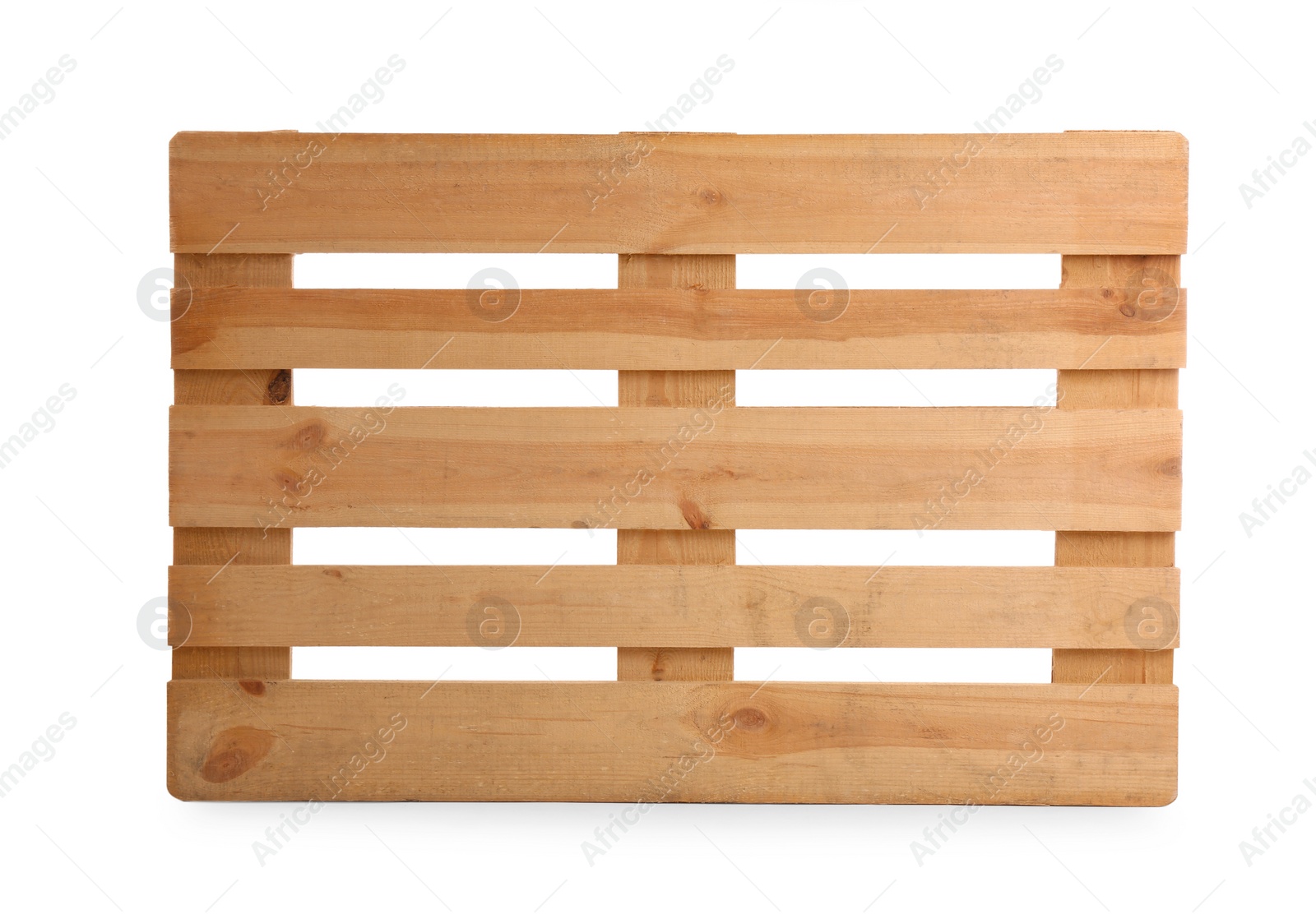 Photo of Wooden pallet isolated on white. Transportation and storage