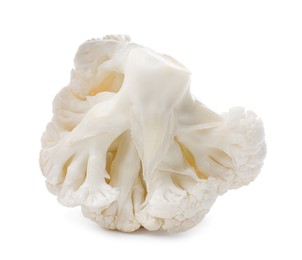 Cut fresh raw cauliflower on white background