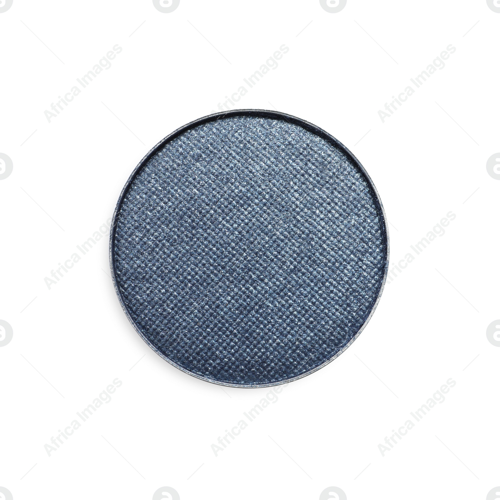 Photo of Grey eye shadow on white background, top view. Decorative cosmetics