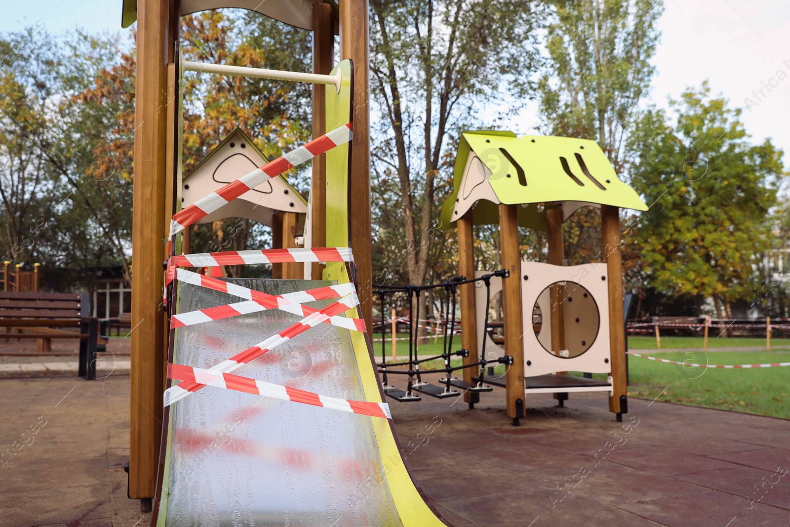 Photo of Empty children's playground closed during COVID-19 quarantine