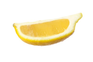 Photo of Fresh ripe lemon slice isolated on white