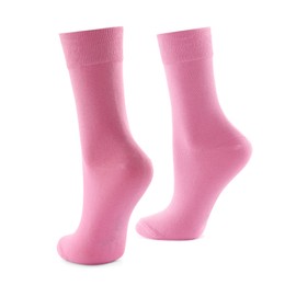 Pair of pink socks isolated on white