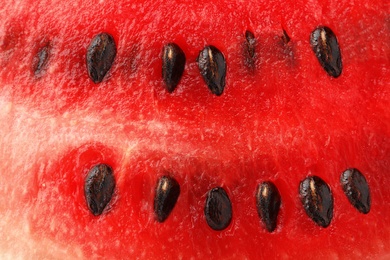 Photo of Sliced ripe watermelon as background, closeup