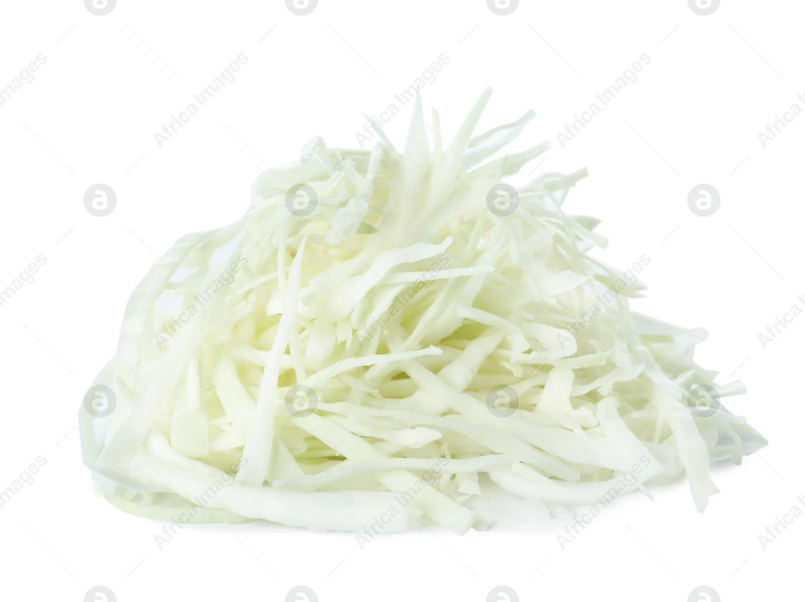 Photo of Chopped fresh ripe cabbage isolated on white
