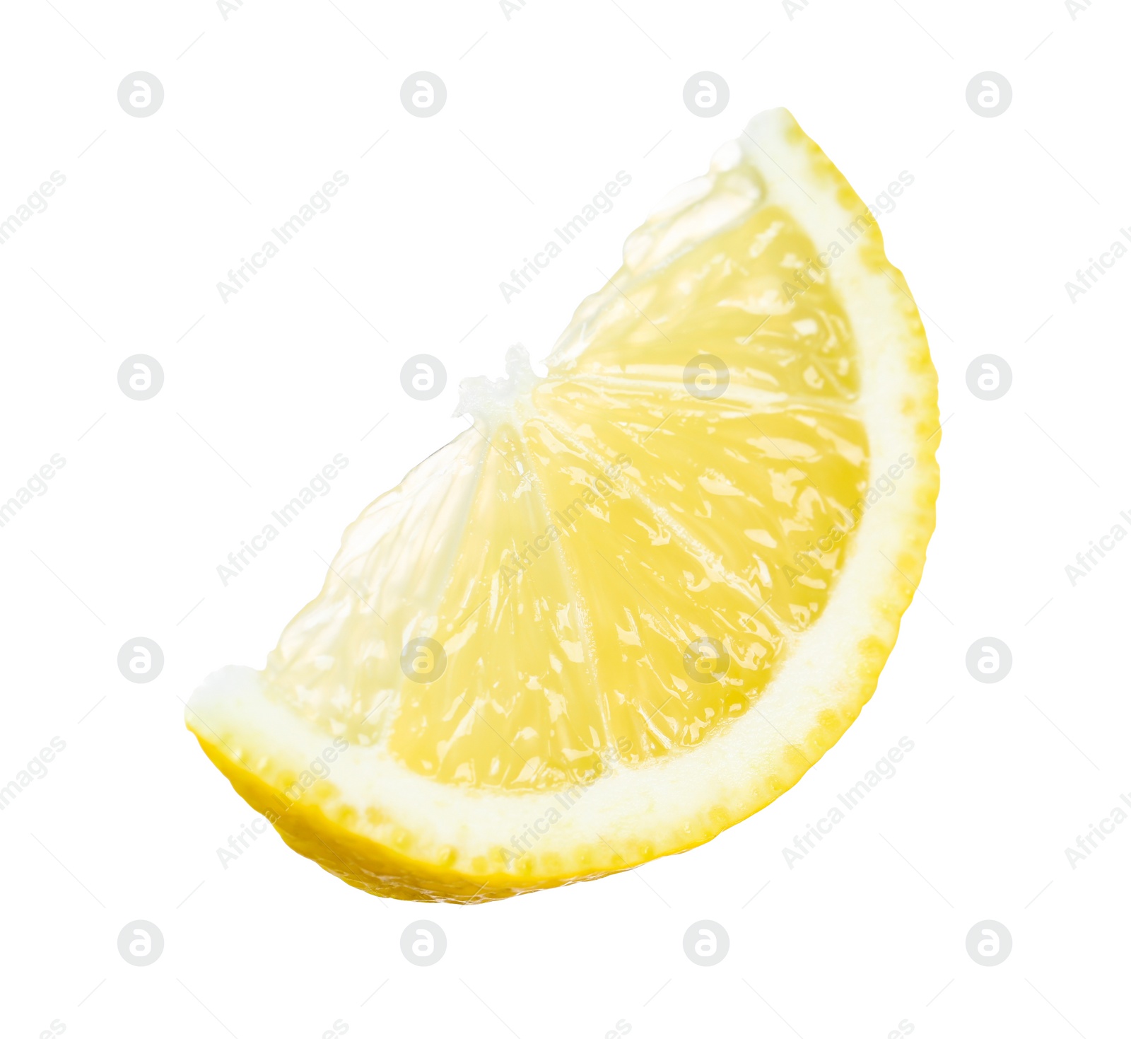 Photo of Slice of fresh lemon isolated on white