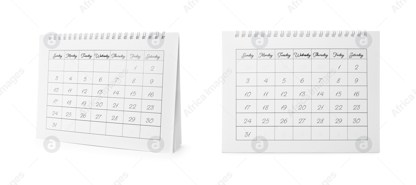 Image of Collage of paper calendar on white background