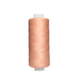 Spool of pale pink sewing thread isolated on white