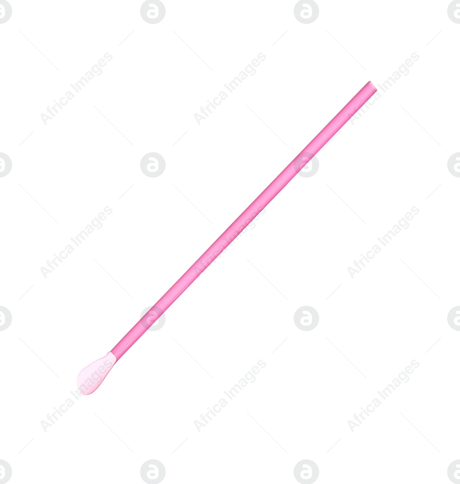 Photo of Pink plastic straw for drink isolated on white