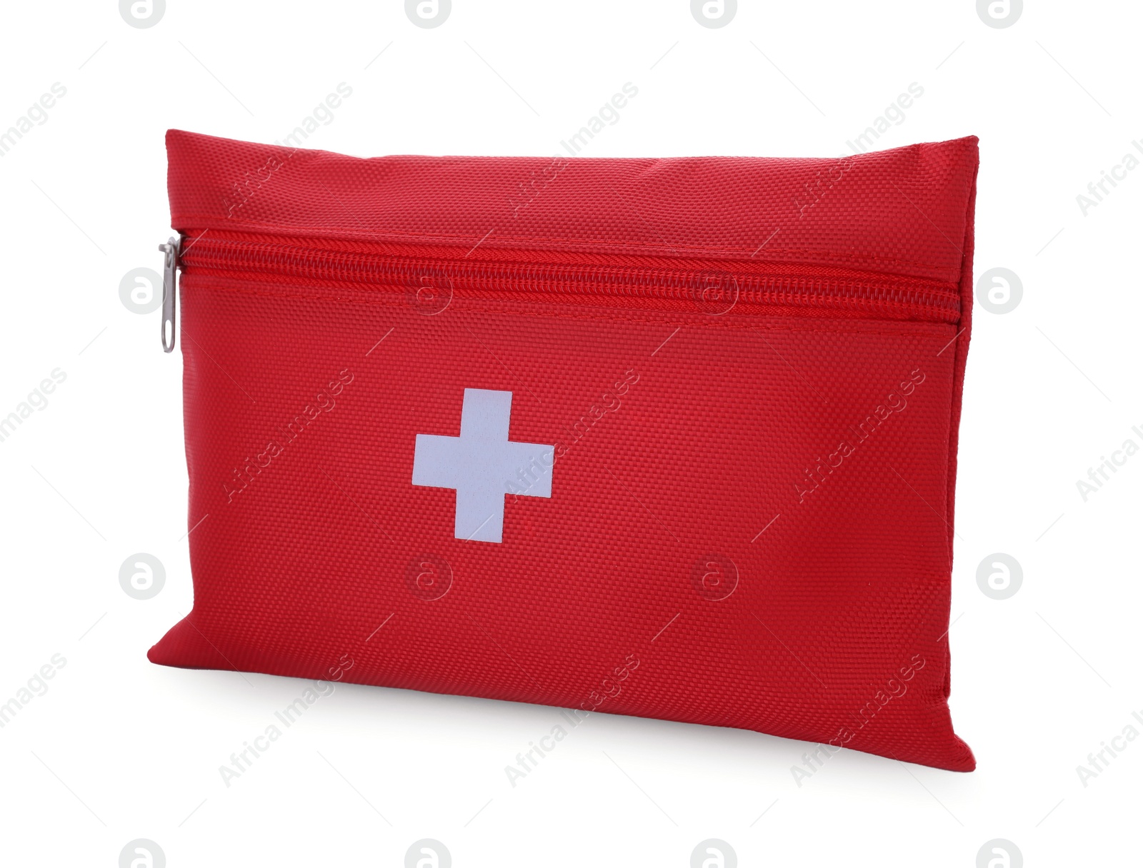 Photo of Red first aid kit isolated on white