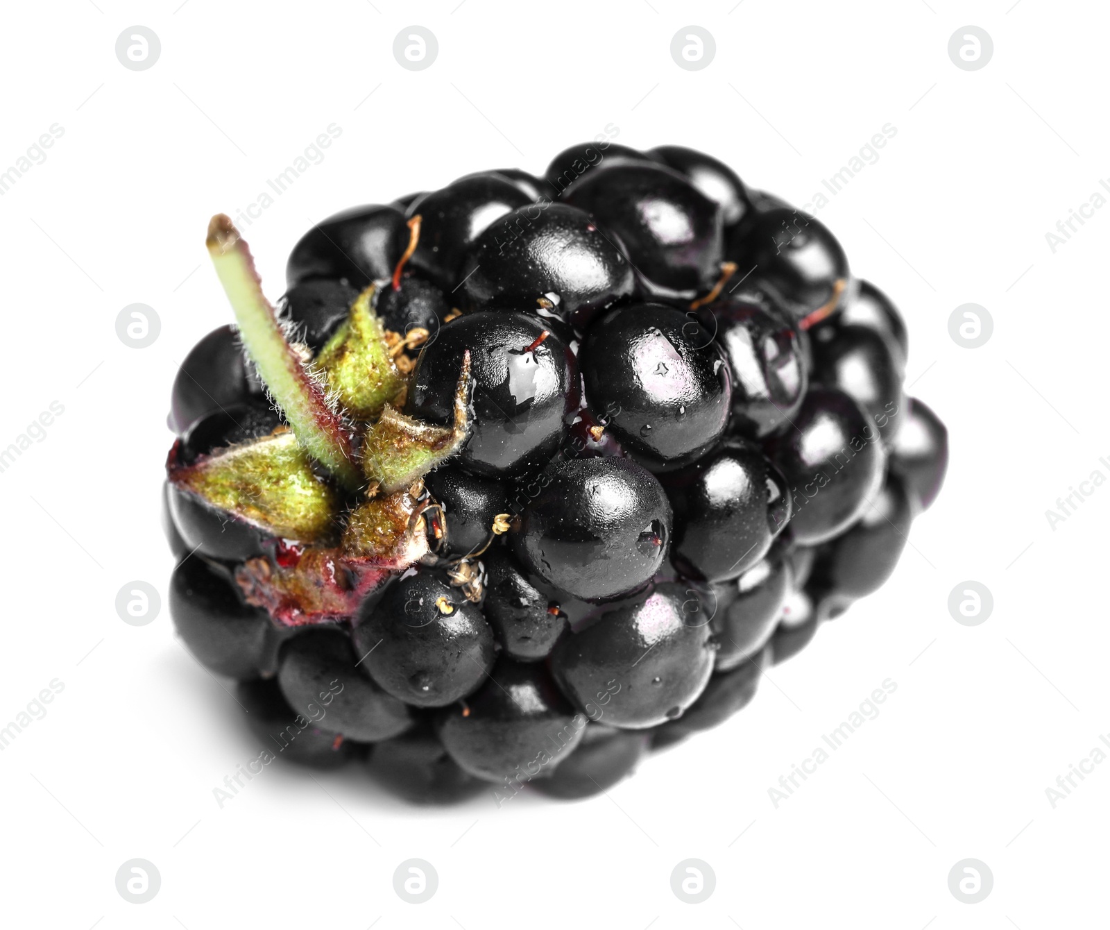 Photo of One tasty ripe blackberry isolated on white