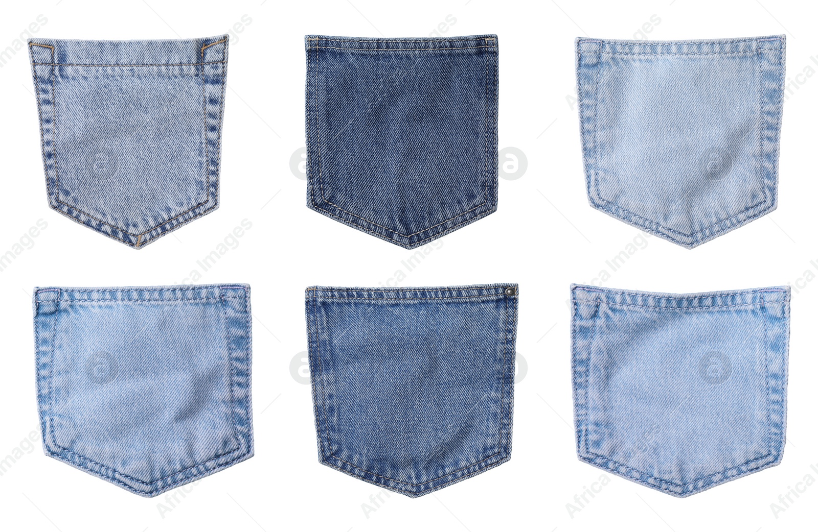 Image of Many different pockets isolated on white, collection