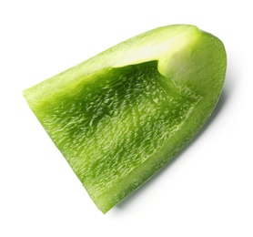 Photo of Slice of fresh green bell pepper on white background