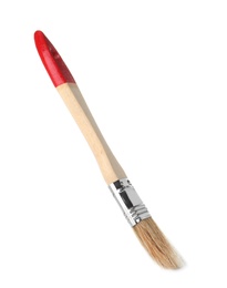 Photo of New paint brush on white background. Decorating tool