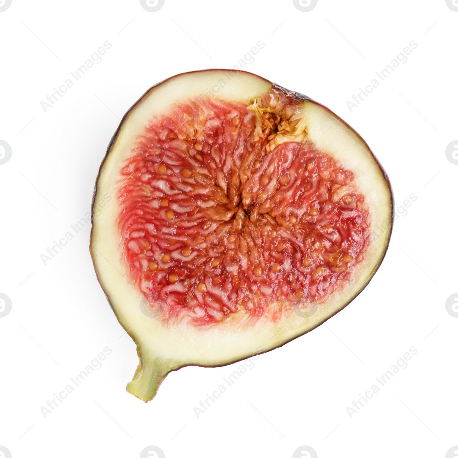 Photo of Half of fresh ripe fig isolated on white