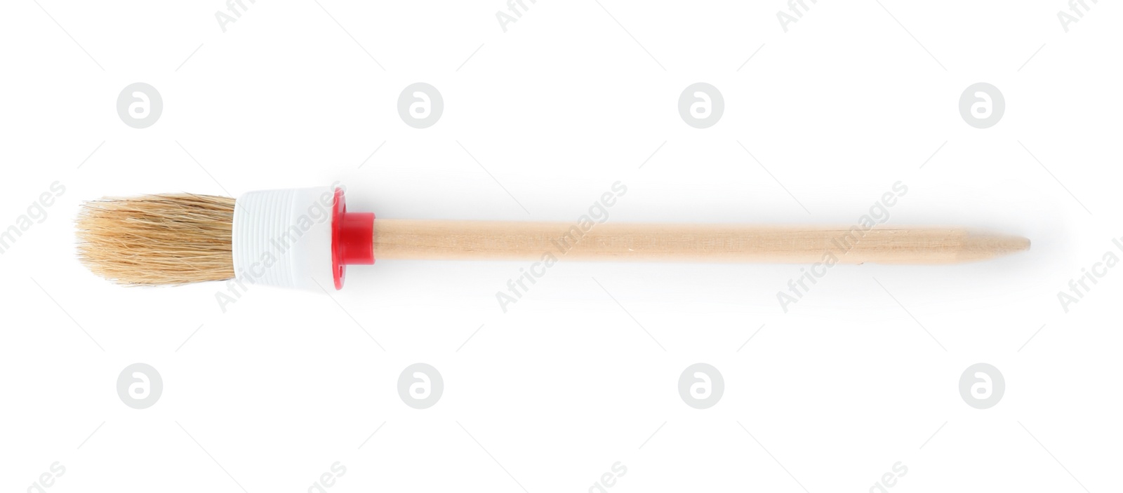 Photo of Thin wooden paint brush on white background